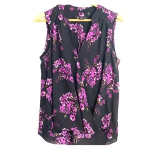 Sleeveless high low printed top